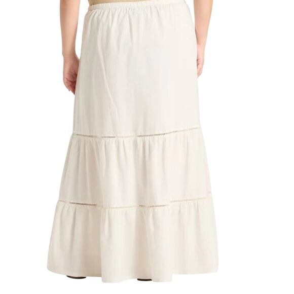 Women's Tiered Maxi A-Line Skirt - Ava & Viv White - Picture 2 of 4